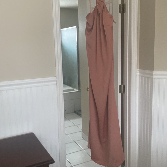 BHLDN Anthropologie Ruby Twist Halter Satin Gown Sz 16W NWT Rose Pink Sedona - Picture 5 of 6